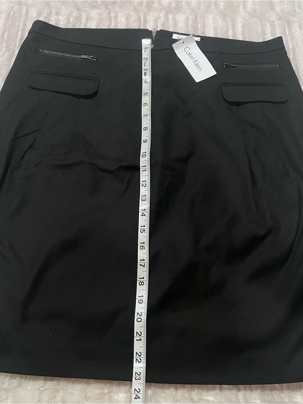Calvin Klein Black Tailored Pencil Skirt with Zip Details